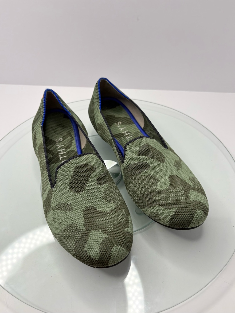 Rothy’s Loafer Olive Camo Knit Flats Womens Size 8 Slip On Comfort Shoe